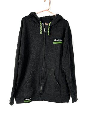 FX Kawasaki Full Zip Hoodie Gray Men's XXL Bog Graphic on Back